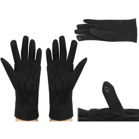 Guanti touchscreen neri con copertura termica in tessuto rimovibile taglia unica Unisex
