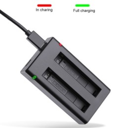 Caricabatterie USB a Doppia Batteria con Cavo e Indicatore Luminoso (Nero) per Insta360 X3