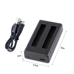 Caricabatterie USB a Doppia Batteria con Cavo e Indicatore Luminoso (Nero) per Insta360 X3