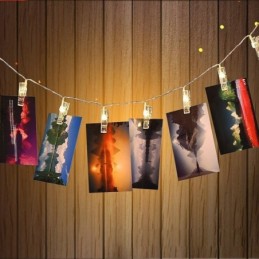 Catena Luminosa 16 LED con mollette 2m