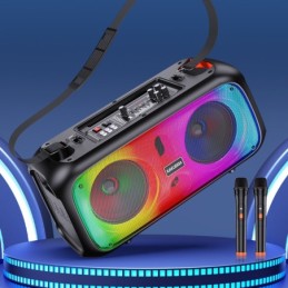 Cassa acustica portatile con tracolla 2x6.5" 30W Luce LED Bluetooth/USB/Scheda SD KSC-1001