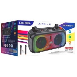 Cassa acustica portatile con tracolla 2x6.5" 30W Luce LED Bluetooth/USB/Scheda SD KSC-1001