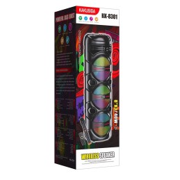 Cassa acustica portatile ricaricabile 3x8" 40W Luce LED Bluetooth/USB