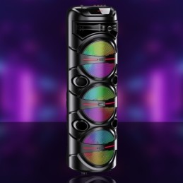 Cassa acustica portatile ricaricabile 3x8" 40W Luce LED Bluetooth/USB