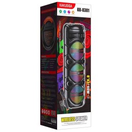 Cassa acustica portatile ricaricabile 3x8" 40W Luce LED Bluetooth/USB