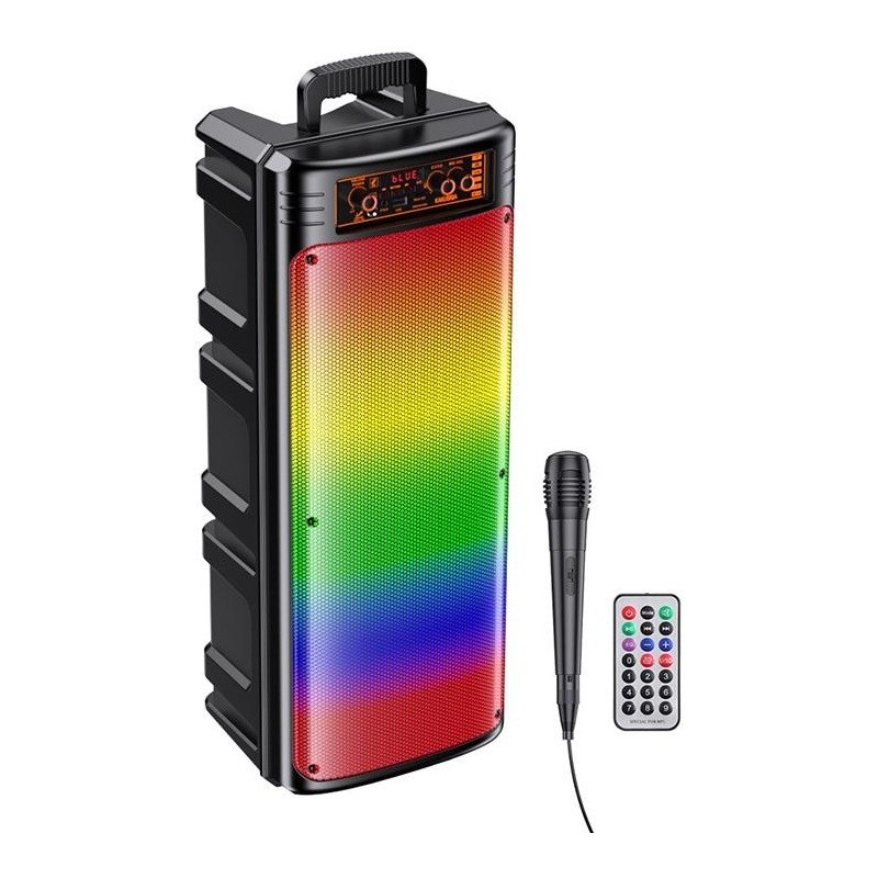 Cassa acustica ricaricabile 2x8" 30W Bluetooth/USB/AUX/SD con microfono KK-8202