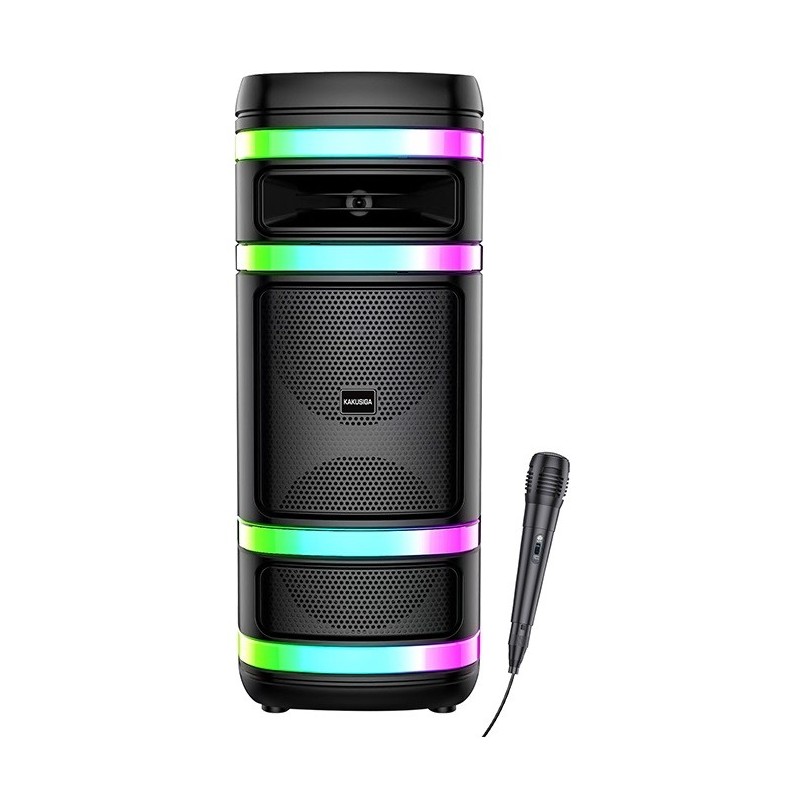 Cassa acustica ricaricabile 2x8" 40W luci LED Bluetooth/FM/USB KK-8208