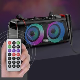 Cassa acustica ricaricabile 2x4" 10W luci LED Bluetooth/FM/USB KSC-689