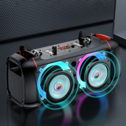 Cassa acustica ricaricabile 2x4" 10W luci LED Bluetooth/FM/USB KSC-689