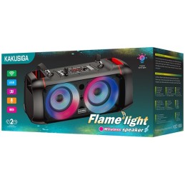 Cassa acustica ricaricabile 2x4" 10W luci LED Bluetooth/FM/USB KSC-689