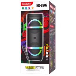 Cassa acustica ricaricabile 2x8" 40W luci LED Bluetooth/FM/USB con microfono