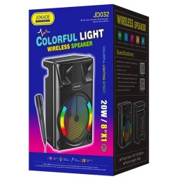Cassa acustica ricaricabile luci LED 8" 20W Bluetooth/USB/FM JD032
