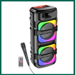 Cassa acustica ricaricabile luci LED 2x8" 30W Bluetooth/USB/FM JD031