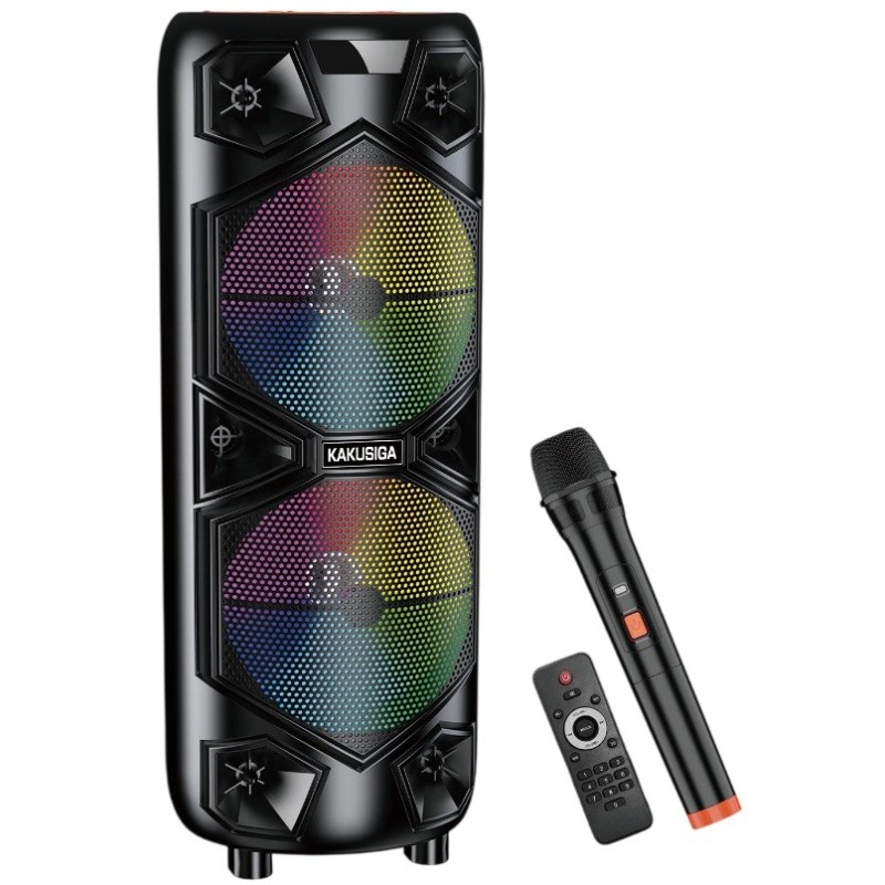 Cassa acustica ricaricabile con telecomando e microfono wireless 2x12" 60W KK-12202