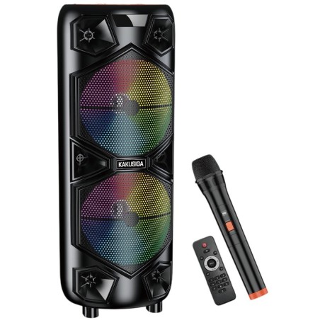 Cassa acustica ricaricabile con telecomando e microfono wireless 2x12" 60W KK-12202