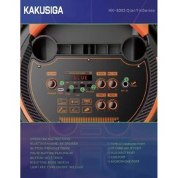 Cassa acustica ricaricabile con telecomando e microfono wireless 3x8" 40W KK-8303