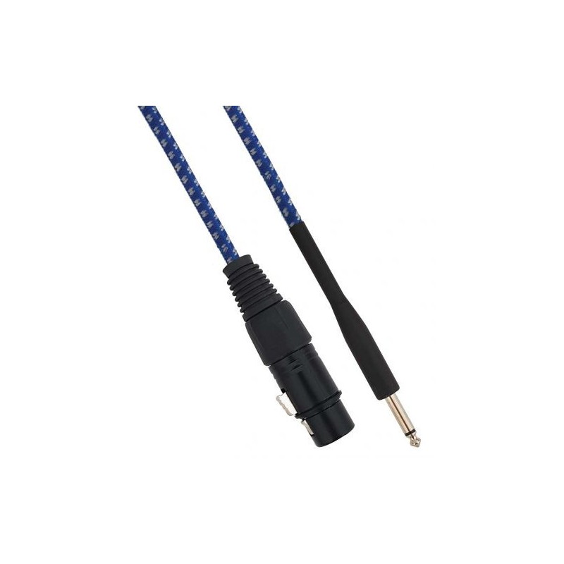 Cavo XLR Cannon femmina a Jack 6.35 maschio 3 metri Mono - Bianco/Blu