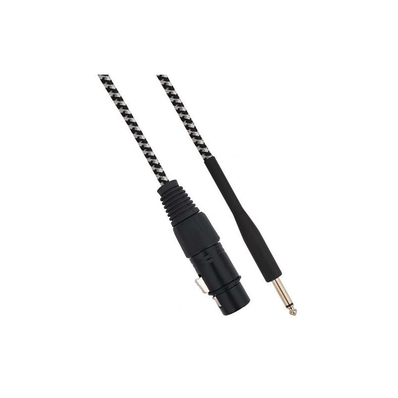 Cavo XLR Cannon femmina a Jack 6.35 maschio 3 metri Mono - Bianco/Nero