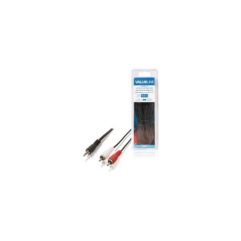 Cavo Stereo Audio Maschio da 3.5 mm - 2x RCA Maschio 10m Nero