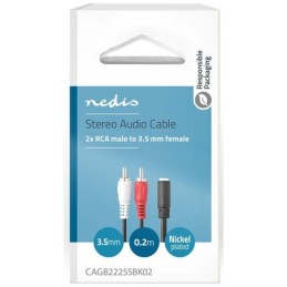 Cavo Audio Stereo 2x RCA maschio - Femmina da 3,5 mm 0.2 m Nero