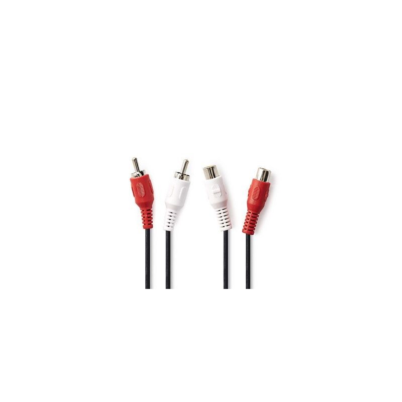 Cavo Audio Stereo 2x RCA maschio - 2x RCA femmina 2.0 m Nero