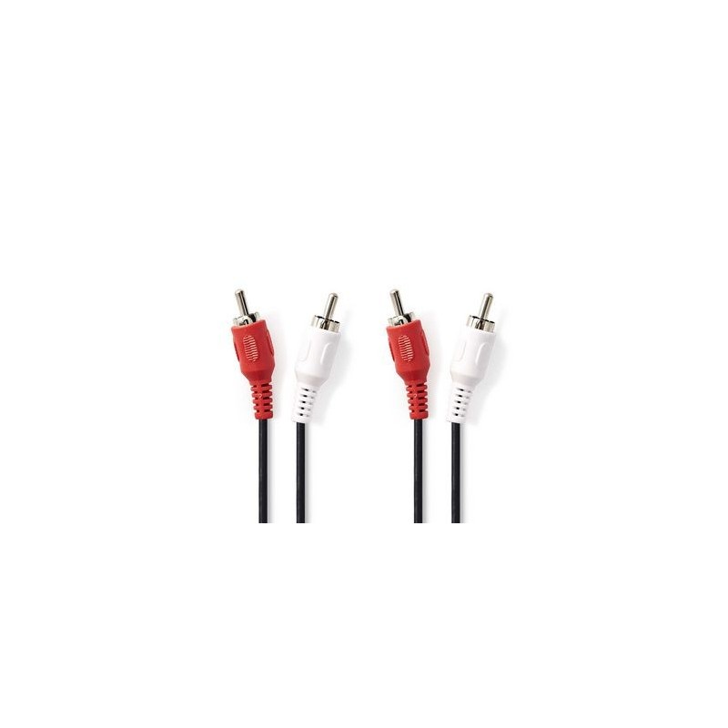 Cavo Audio Stereo | 2x RCA maschio - 2x RCA maschio | 5,0 m | Nero