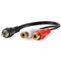 Cavo subwoofer RCA maschio - 2x RCA femmina 20cm Nero