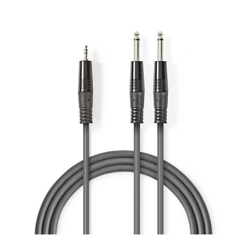 Cavo Audio Stereo | 2x Maschio da 6,35 mm - Maschio da 3,5 mm | 5,0 m | Grigio