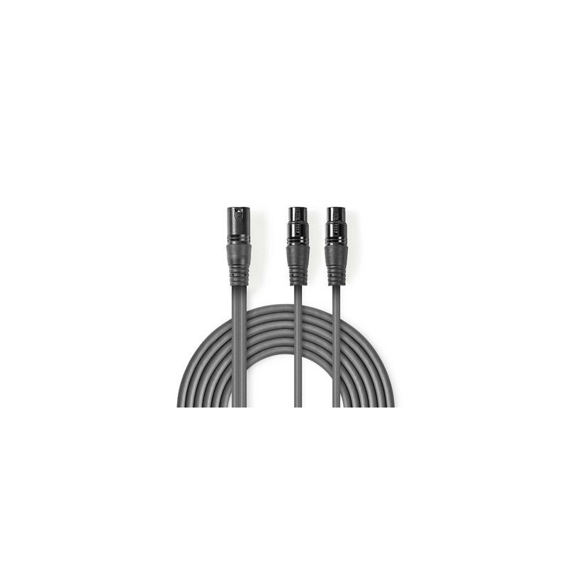 Cavo Audio XLR Bilanciato | Maschio a 3 Pin XLR - 2x Femmina a 3 Pin XLR | 1.5 m | Grigio