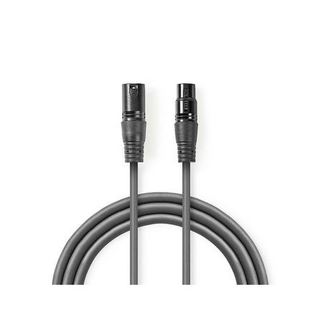 Cavo DMX Digitale da 110 Ohm | Maschio a 3 Pin XLR - Femmina a 3 Pin XLR | 15 m | Grigio
