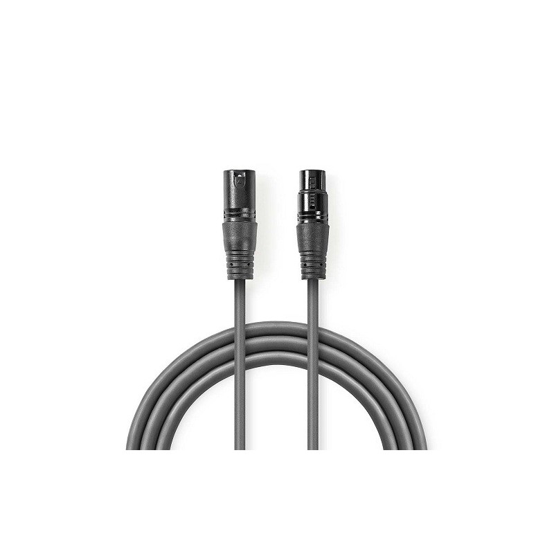 Cavo Audio XLR Bilanciato | Maschio a 3 Pin XLR - Femmina a 3 Pin XLR | 0,5 m | Grigio