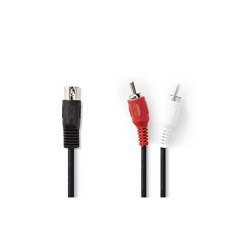 Cavo audio DIN maschio a 5 pin - 2x RCA maschio 1m Nero