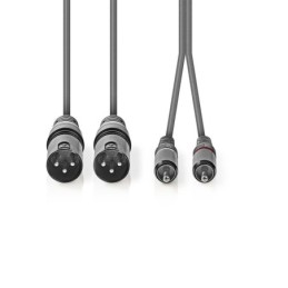 Cavo Audio XLR 2x Maschio a 3 Pin XLR - 2x Maschio RCA 1.5 m Grigio