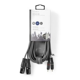 Cavo Audio XLR 2x Maschio a 3 Pin XLR 2x Maschio RCA 3m Grigio