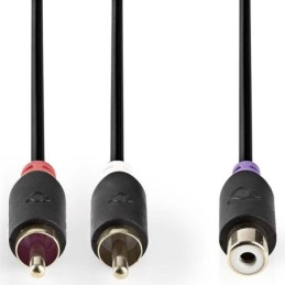 Cavo audio stereo 2x RCA maschio-RCA femmina placcato oro 20cm