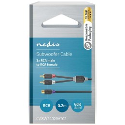Cavo audio stereo 2x RCA maschio-RCA femmina placcato oro 20cm