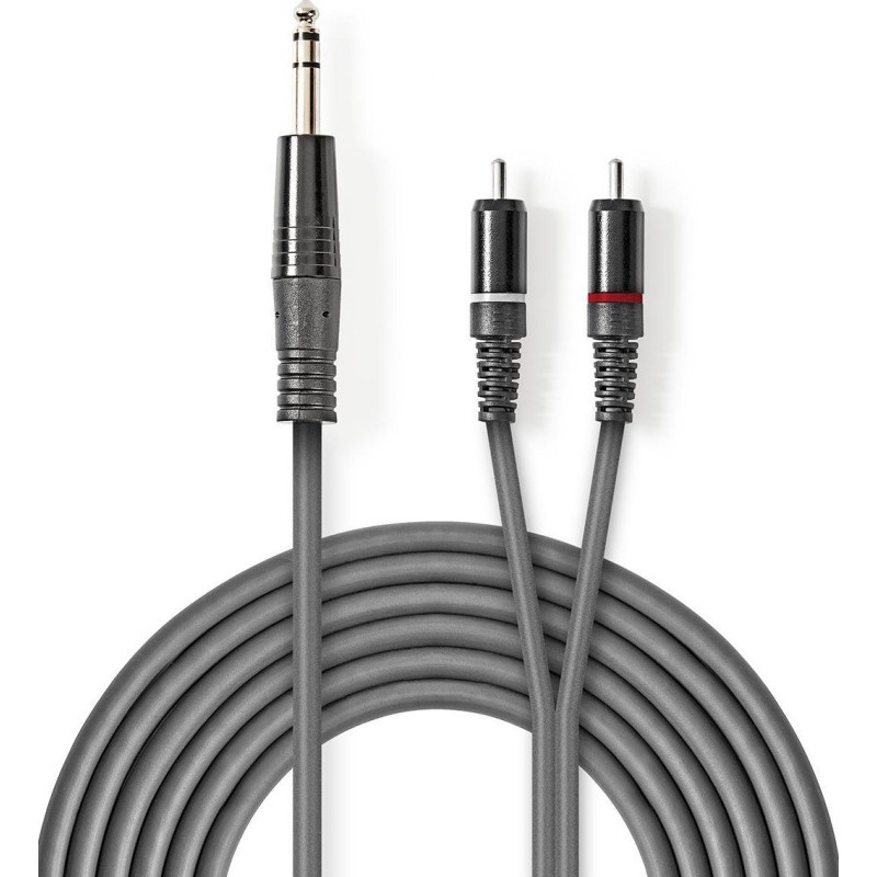 Cavo audio stereo jack audio 6.35mm/2 RCA 1.5m grigio