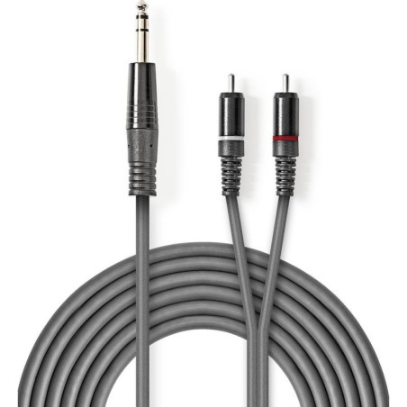 Cavo audio stereo jack audio 6.35mm/2 RCA 1.5m grigio