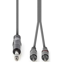 Cavo audio stereo jack audio 6.35mm/2 RCA 1.5m grigio