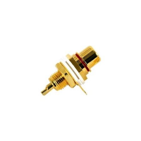 Connettore RCA dorato Femmina da pannello - Rosso