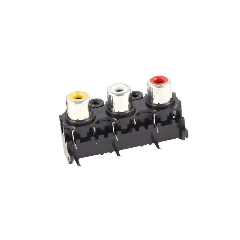 Connettore 3xRCA femmina per CS - 90 gradi