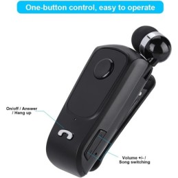 Auricolare bluetooth clip-on F920 wireless con microfono e vibrazione