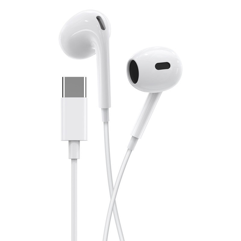 Auricolari Type-C con microfono e controllo volume bianchi JD046
