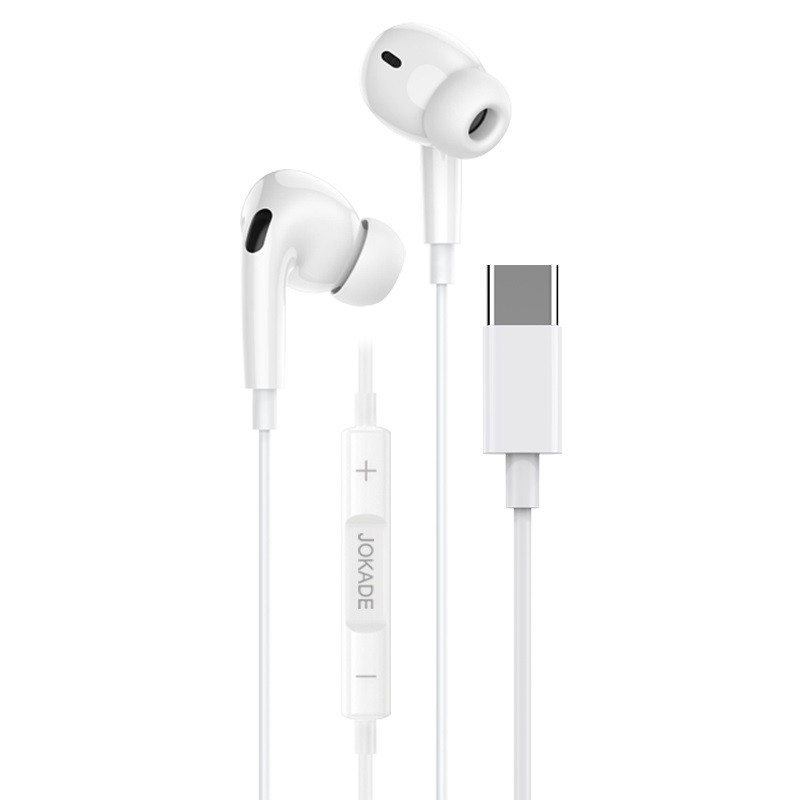 Auricolari Type-C con microfono e controllo volume bianchi JD045