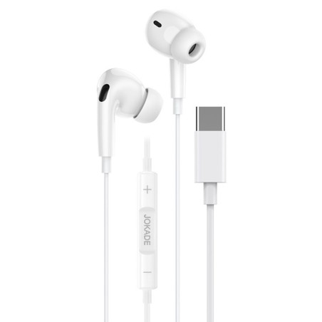Auricolari Type-C con microfono e controllo volume bianchi JD045