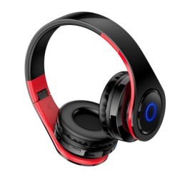 Cuffie ad archetto Bluetooth con ingresso scheda SD rosse e nere KSC-728
