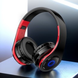 Cuffie ad archetto Bluetooth con ingresso scheda SD rosse e nere KSC-728