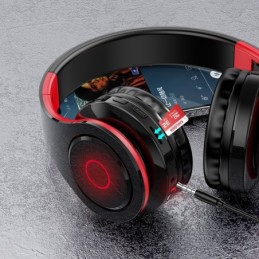 Cuffie ad archetto Bluetooth con ingresso scheda SD rosse e nere KSC-728