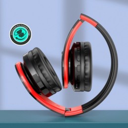 Cuffie ad archetto Bluetooth con ingresso scheda SD rosse e nere KSC-728