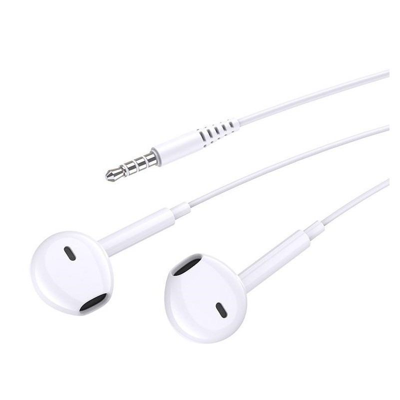 Cuffie auricolari con microfono 1.2m jack audio 3.5mm bianche JD008